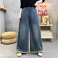 Loose-fitting High-waisted Elastic-waist Wide-leg Jeans For Women