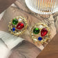 Retro Colorful Gemstone Court-Style Earrings