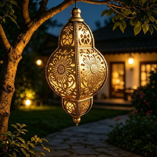 Solar iron hollow projection lamp