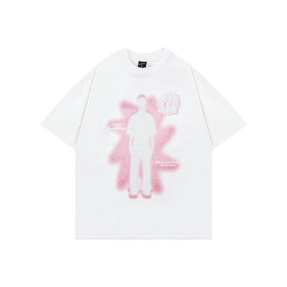 Human Shadow Print Short Sleeve Men Clothing Summer