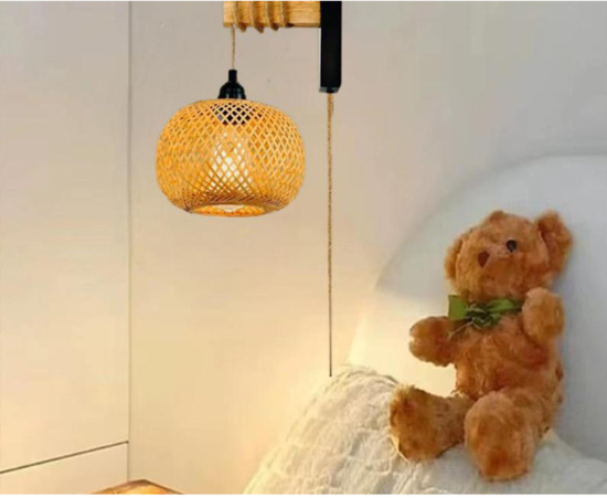 Inserted bamboo woven wall lamp, wooden art tea room, homestay lighting, Japanese rattan woven retro creative wabi sabi style be
