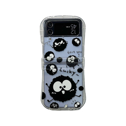 Small waist cute coal ball new three piece set suitable for Samsung Galaxy zflip3/4 5/67 generation phone cases