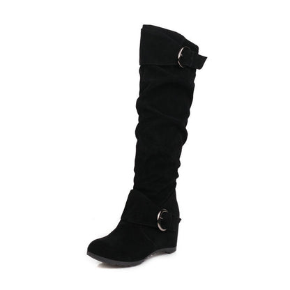 Wedge-heel British-style High-top Womens Knee-high Boots
