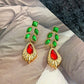 Retro Colorful Gemstone Court-Style Earrings