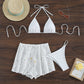 Sheer Mesh Halter-neck Tie-front Push-up Bikini