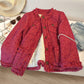 Womens Round-Neck Short Merino Wool Top Single-Breasted Down Jacket