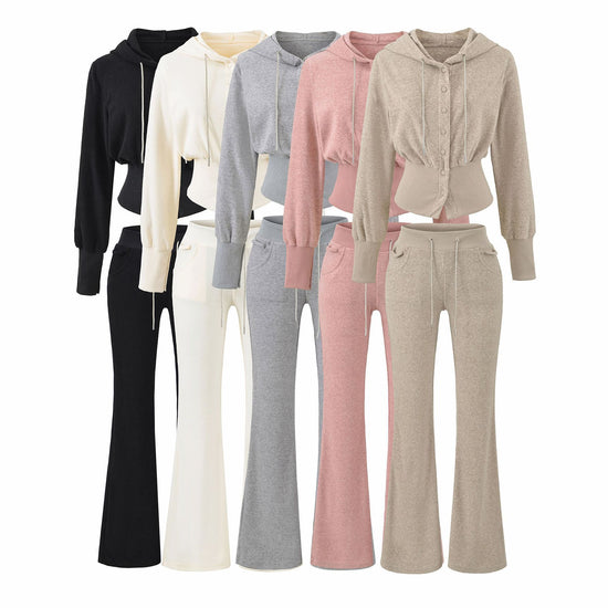 Adorned With Beaded Chains Flared Casual Trousers