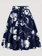 Black Floral Print Midi Skirt With Flower Pattern