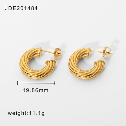 Fashionable Stainless Steel Twisted Earrings Titanium Steel Womens