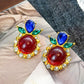 Retro Colorful Gemstone Court-Style Earrings