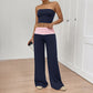 New Sweet And Cool Casual Two-piece Contrast-color Lounge Pants Set