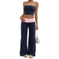 New Sweet And Cool Casual Two-piece Contrast-color Lounge Pants Set