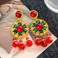 Retro Colorful Gemstone Court-Style Earrings