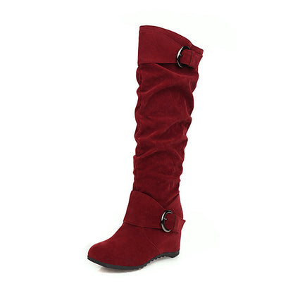 Wedge-heel British-style High-top Womens Knee-high Boots