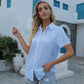 Solid-color Casual Loose-fit Short-sleeve Linen Shirt