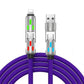 Colorful LED Silicone 4-in-1 Charging Cable with Zinc Alloy PD 100W Fast Charging, 6A Car Charger, Multi-functional Universal Compatible Charging Cable