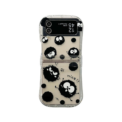 Small waist cute coal ball new three piece set suitable for Samsung Galaxy zflip3/4 5/67 generation phone cases