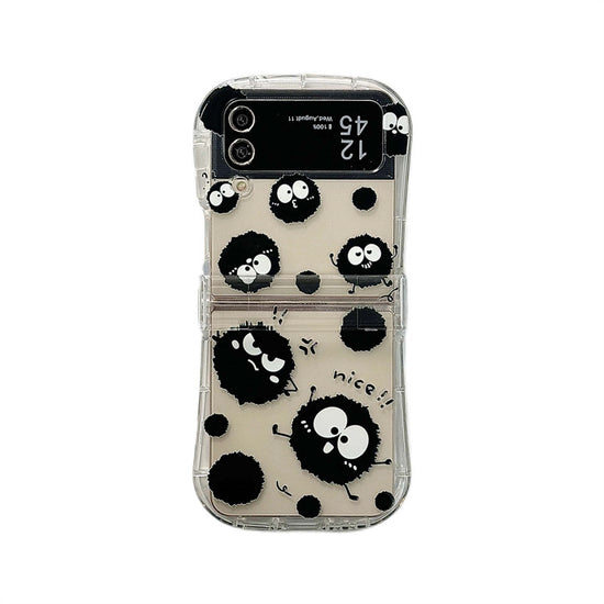 Small waist cute coal ball new three piece set suitable for Samsung Galaxy zflip3/4 5/67 generation phone cases
