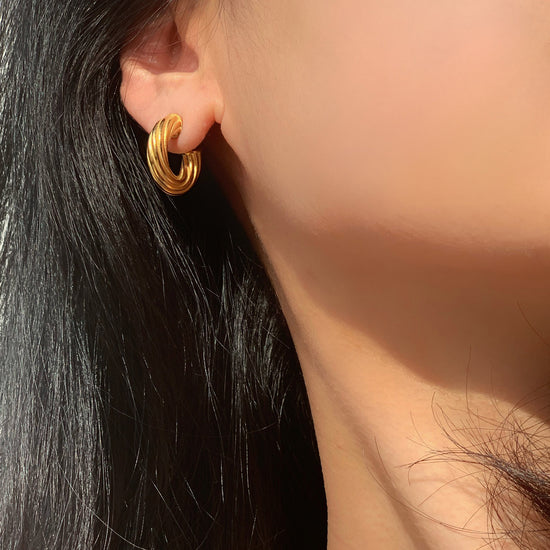 Fashionable Stainless Steel Twisted Earrings Titanium Steel Womens