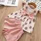 Summer Children Clothes Big Bow T-Shirt Shorts Clothing Set