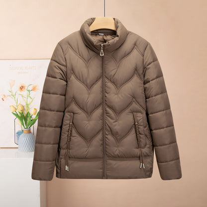 Fashion Stand Collar Pure Color Cotton Clothing Women