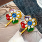 Retro Colorful Gemstone Court-Style Earrings