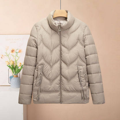 Fashion Stand Collar Pure Color Cotton Clothing Women