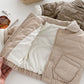 Children Pure Color Cotton Clothing Velvet Padded Thickened Coat