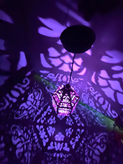 Solar iron hollow projection lamp