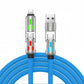 Colorful LED Silicone 4-in-1 Charging Cable with Zinc Alloy PD 100W Fast Charging, 6A Car Charger, Multi-functional Universal Compatible Charging Cable
