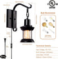 Wall Lamp Bedside Modern Indoor Wall Light with Switch American Vintage Style for Restaurant, Bedroom, Staircase, Villa Lighting