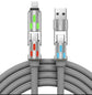 Colorful LED Silicone 4-in-1 Charging Cable with Zinc Alloy PD 100W Fast Charging, 6A Car Charger, Multi-functional Universal Compatible Charging Cable