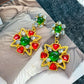 Retro Colorful Gemstone Court-Style Earrings