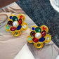 Retro Colorful Gemstone Court-Style Earrings