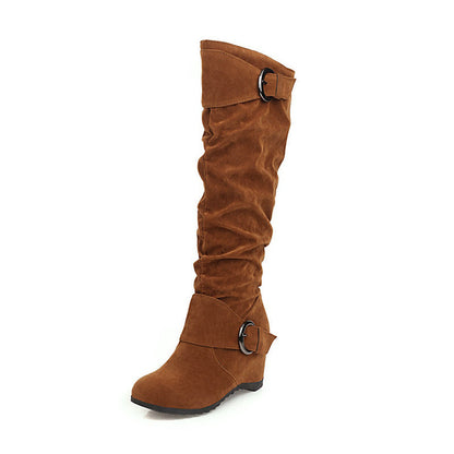 Wedge-heel British-style High-top Womens Knee-high Boots