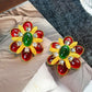 Retro Colorful Gemstone Court-Style Earrings