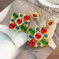 Retro Colorful Gemstone Court-Style Earrings