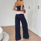 New Sweet And Cool Casual Two-piece Contrast-color Lounge Pants Set