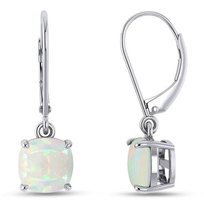 Womens Opal Square Mini Opal Earrings