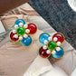 Retro Colorful Gemstone Court-Style Earrings