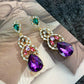 Retro Colorful Gemstone Court-Style Earrings