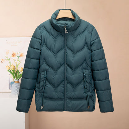 Fashion Stand Collar Pure Color Cotton Clothing Women