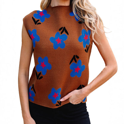 Retro Floral Print Casual Vest For Women