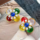 Retro Colorful Gemstone Court-Style Earrings
