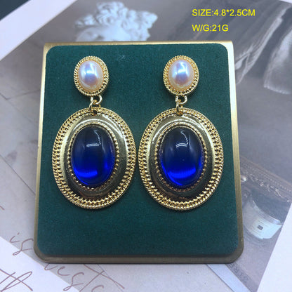 Colorful Shell Pearl Gold-Plated Earrings
