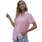 Solid-color Casual Loose-fit Short-sleeve Linen Shirt