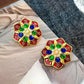Retro Colorful Gemstone Court-Style Earrings