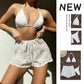 Sheer Mesh Halter-neck Tie-front Push-up Bikini